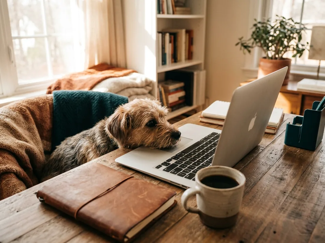 Cachorro no escritório em casa